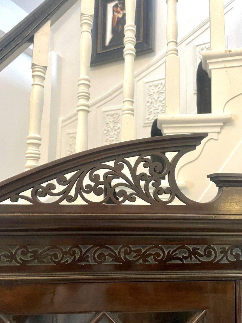 Antique Victorian Quality Carved Mahogany Display Cabinet - Image 8